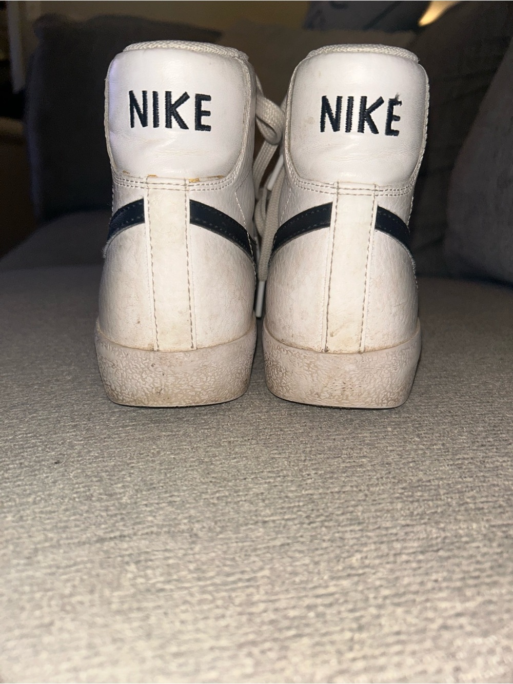 Nike Kids White High-Top Sneakers with Black Accents